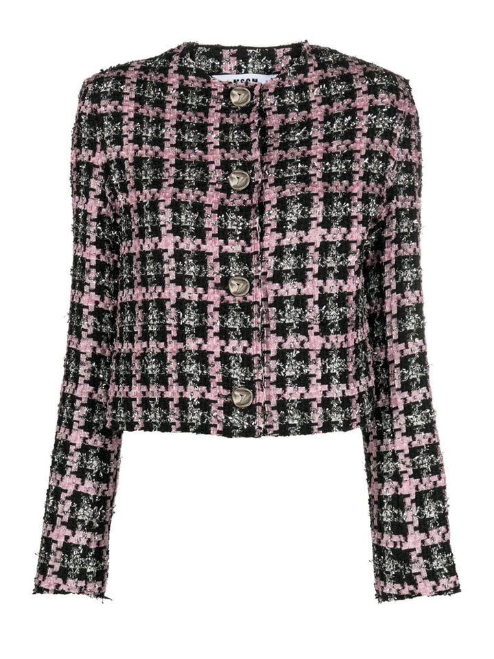       MSGM-Checkered-Button-Up-Jacket-Black-1