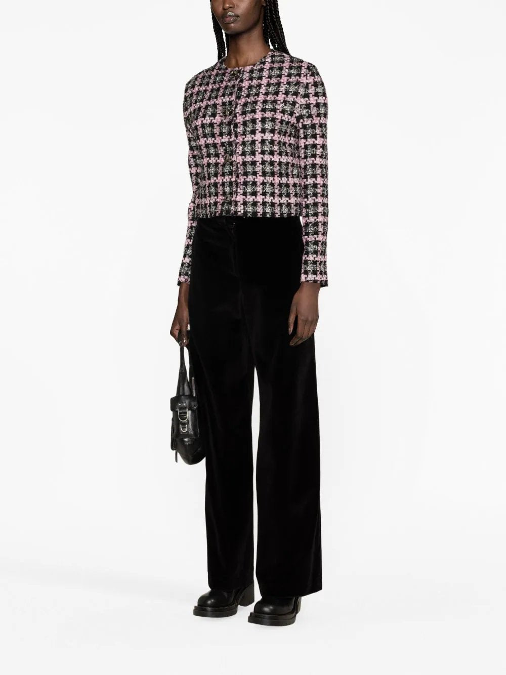 MSGM-Checkered-Button-Up-Jacket-Black-2
