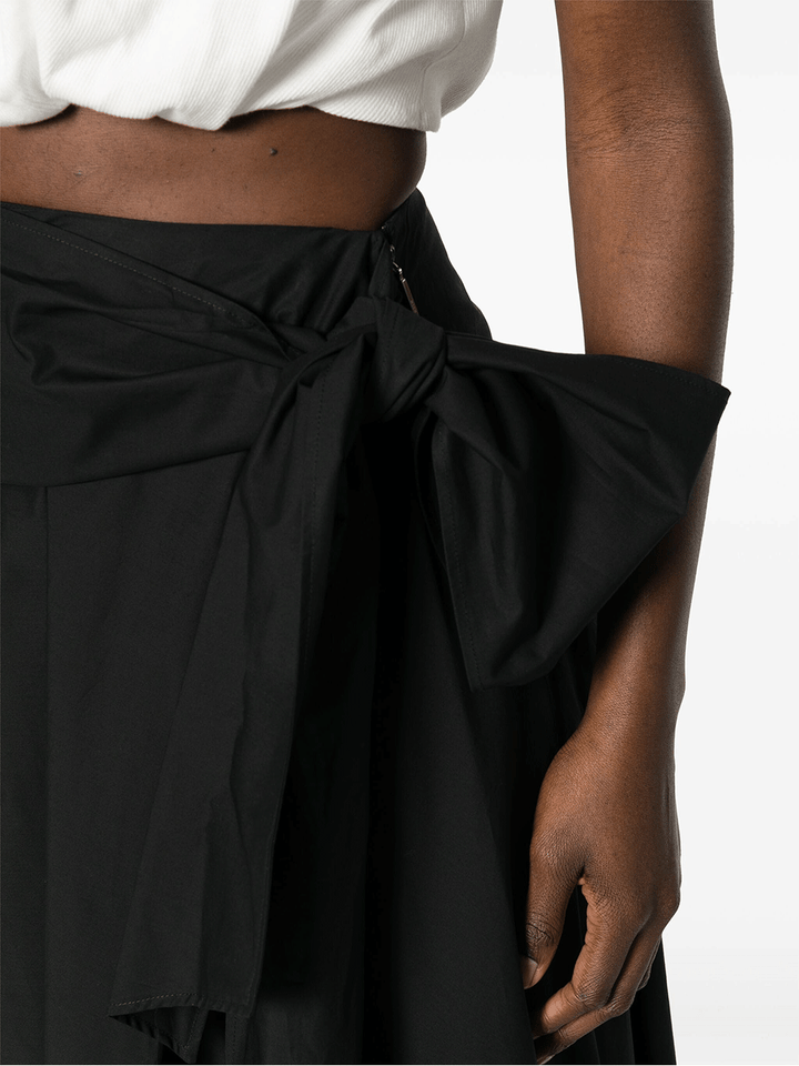 MSGM-Cotton-Flared-Skirt-With-Ribbon-Black-5