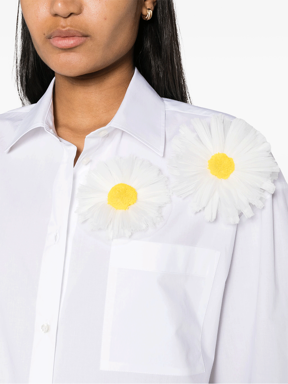 MSGM-Daisy-Applique-Cotton-Shirt-White-5