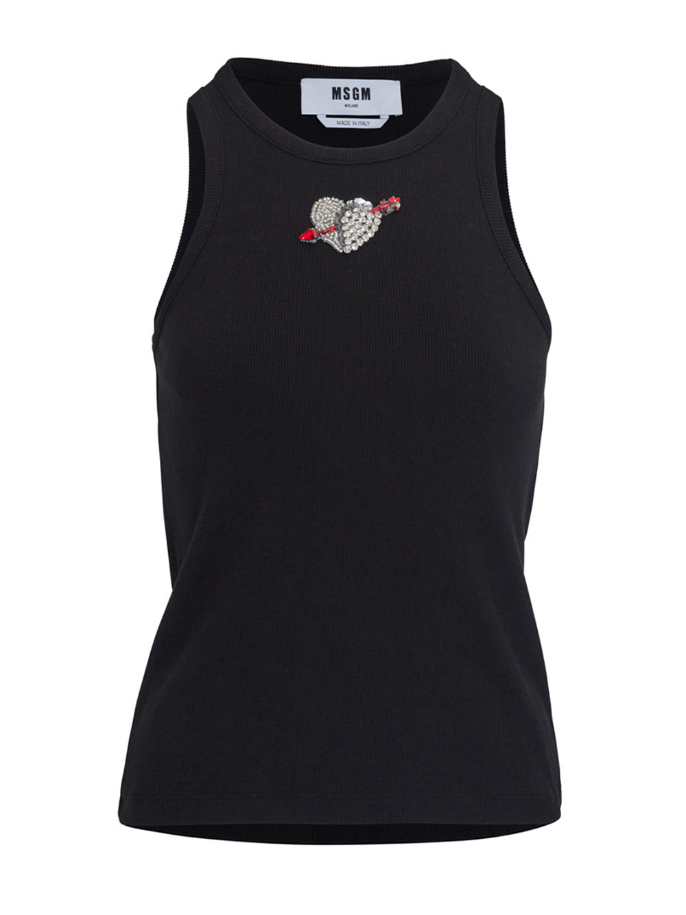     MSGM-Embellished-Heart-Arrow-Tank-Black-1