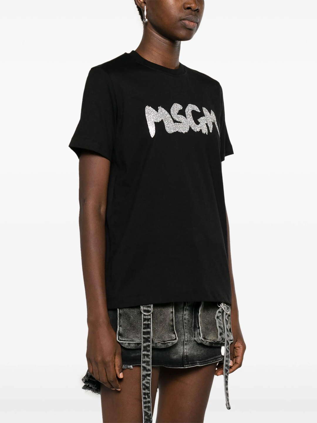 MSGM-Glitter-Brushstroke-T-Shirt-Black-3