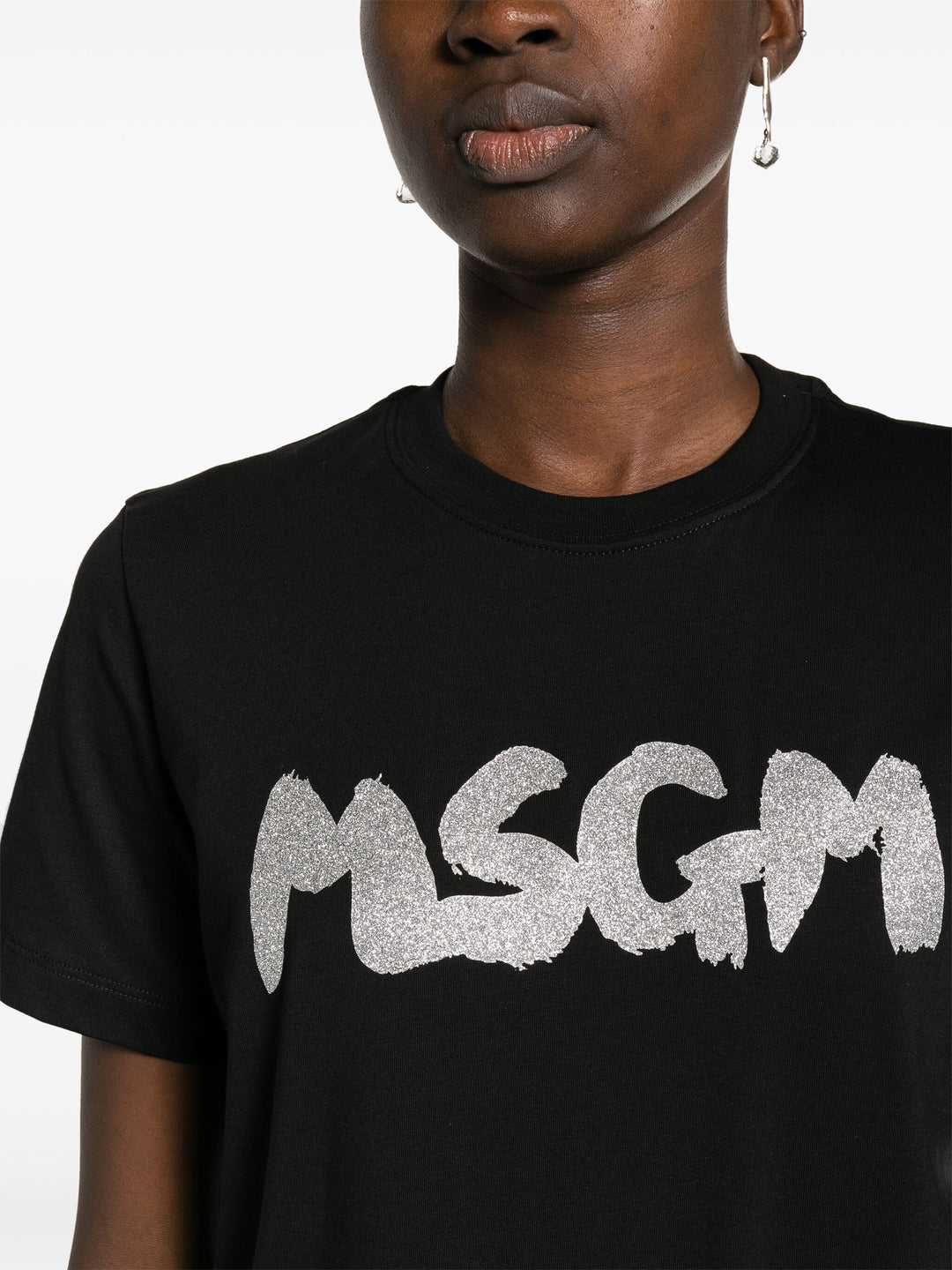 MSGM-Glitter-Brushstroke-T-Shirt-Black-5