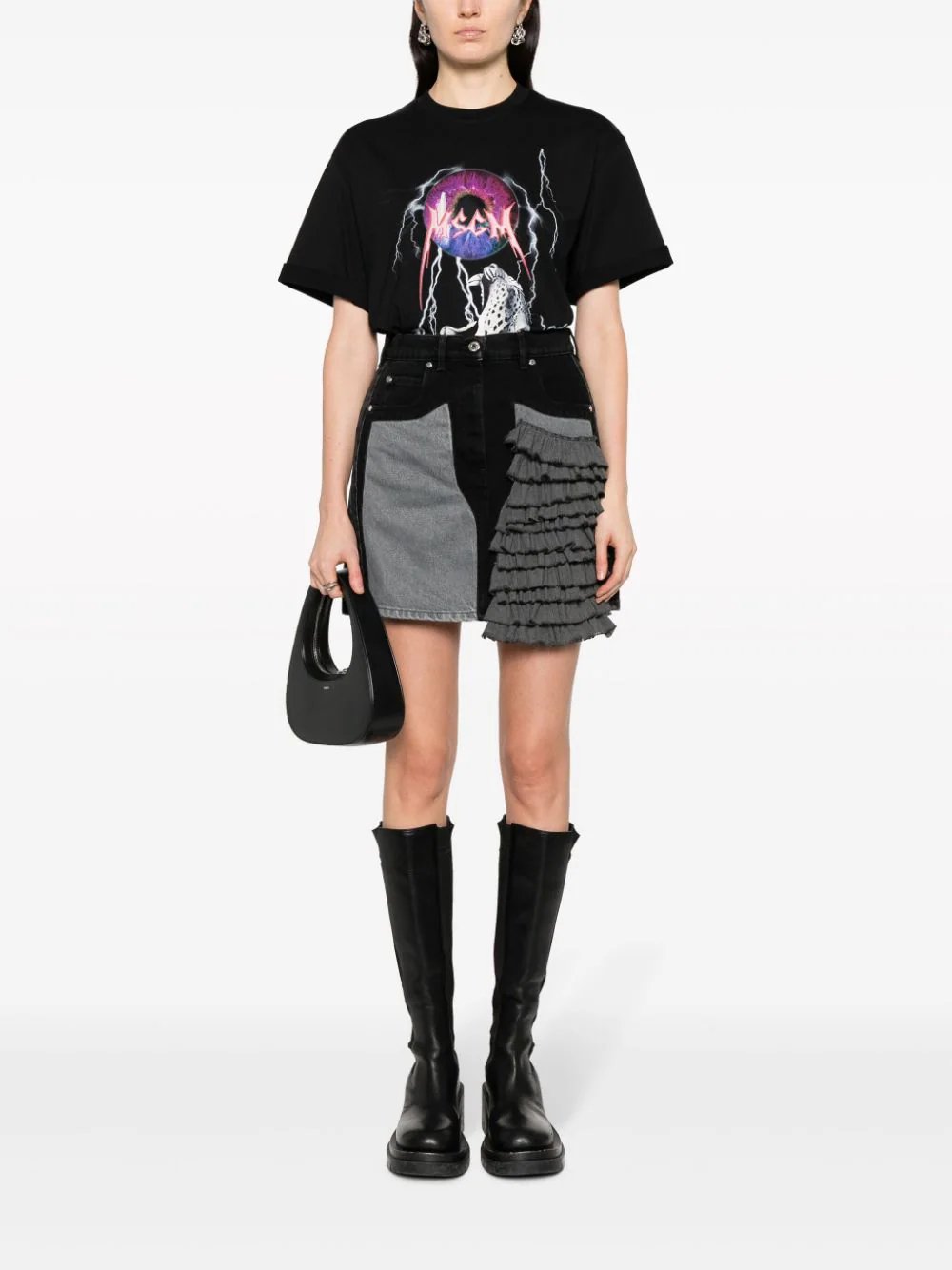 MSGM-Lightning-Graphic-Print-T-Shirt-Black-2