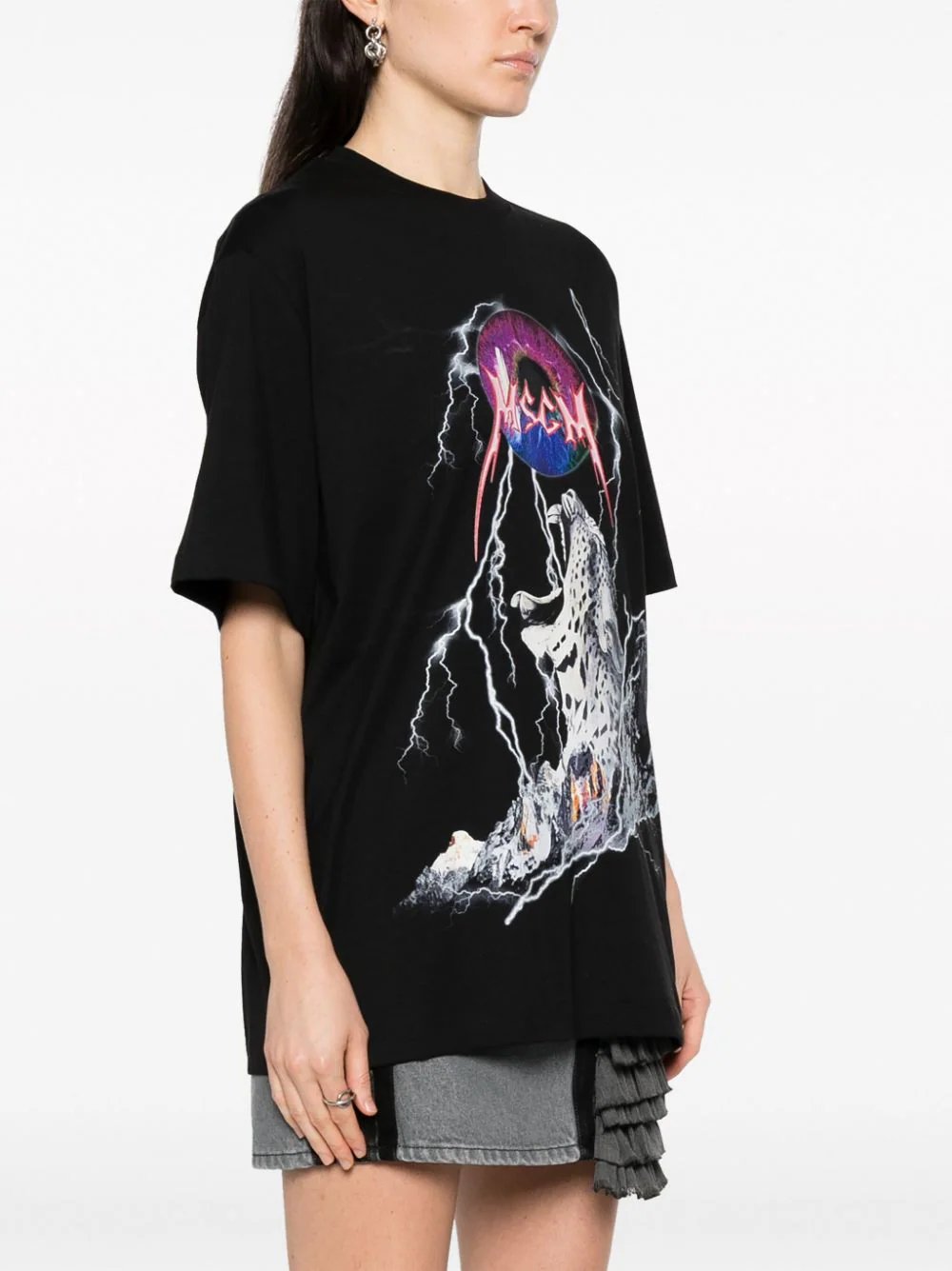 MSGM-Lightning-Graphic-Print-T-Shirt-Black-3