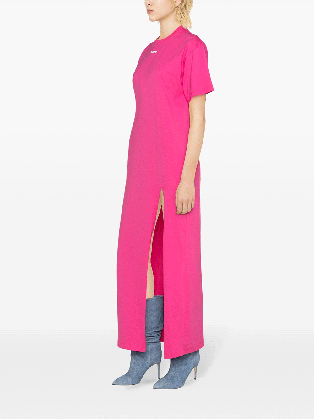 MSGM-Logo-T-Shirt-Dress-Fushia-3