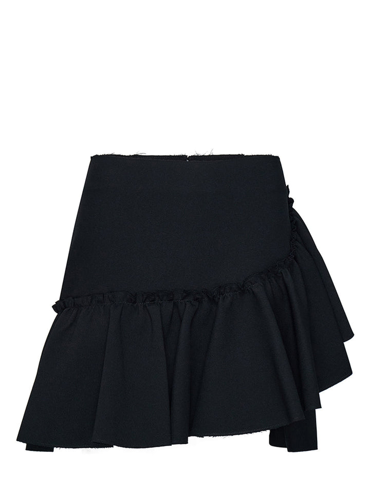     MSGM-Ruffled-Hem-Mini-Skirt-Black-1