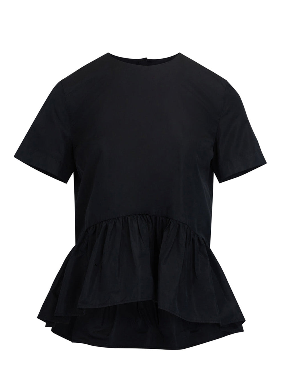       MSGM-Ruffled-Hem-Short-Sleeves-Top-Black-1