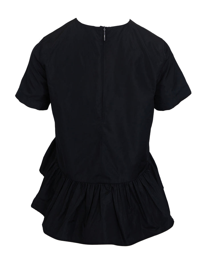 MSGM-Ruffled-Hem-Short-Sleeves-Top-Black-2