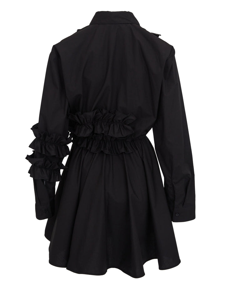 MSGM Ruffles Detail Long Sleeves Dress Black 2