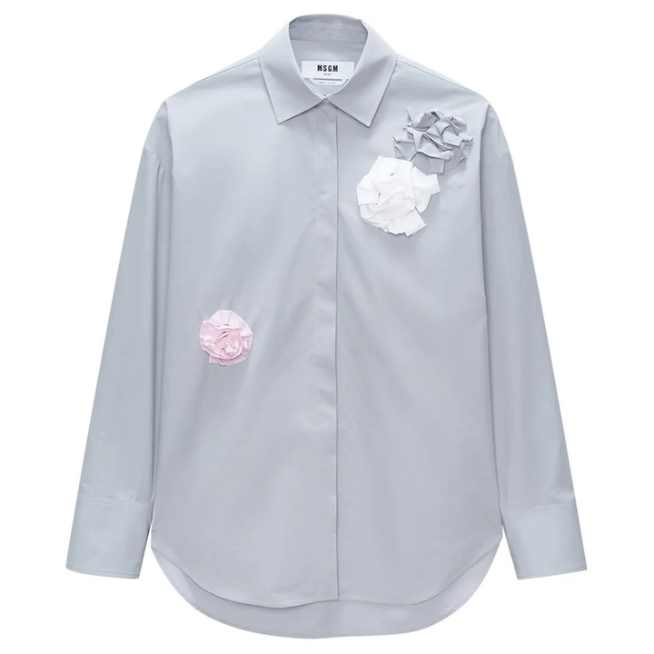 Shirt With Flowers Embellishment