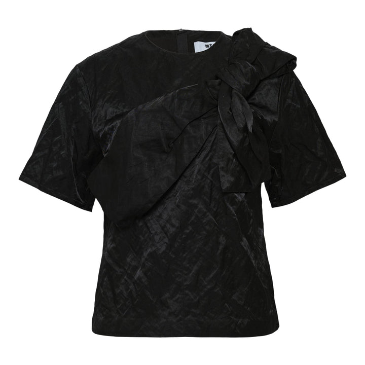 Club21 - MSGM - Blusa Diagonal Ribbon Detail Top - TEES - Black