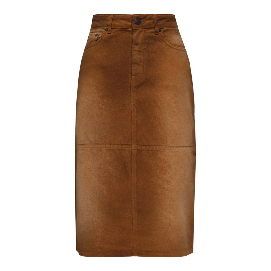 Club21 - MSGM - Brown Denim Knee-Length Skirt - SKIRTS - Beige
