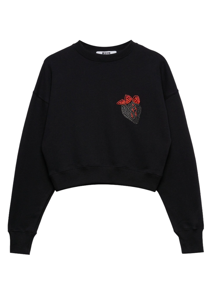 MSGM_Embellished_Strawberry_Sweatshirt_Black