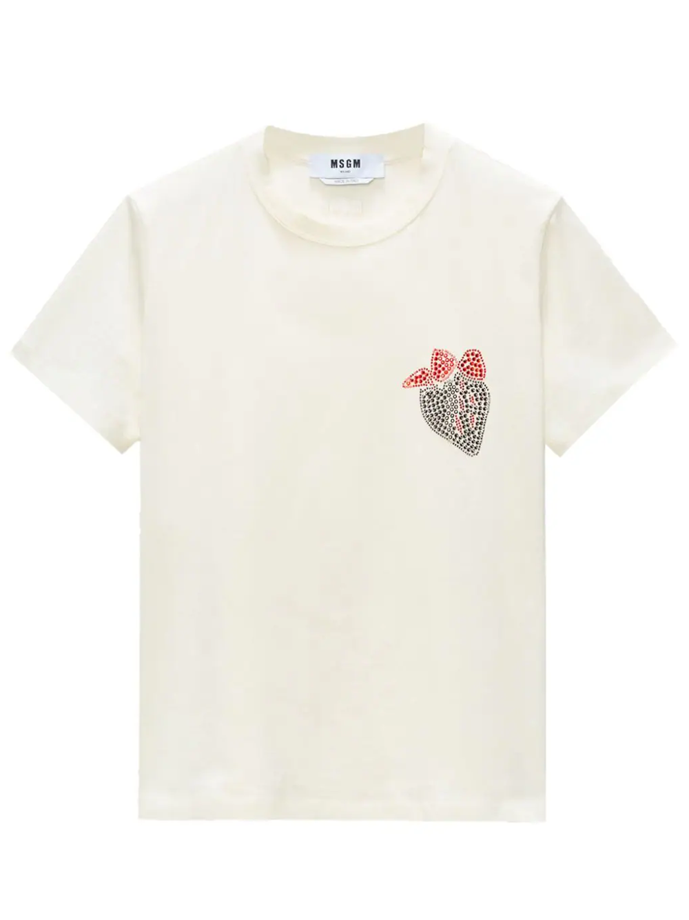 MSGM_Embellished_Strawberry_T-Shirt-Offwhite