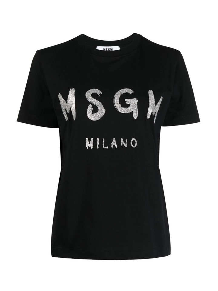 MSGM_Glitter_Brushstroke_T-Shirt_Black