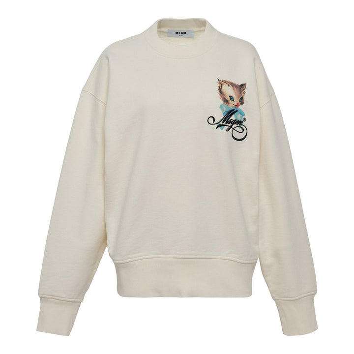 Club21 - MSGM - Kitten Sweatshirt - SWEATSHIRTS - White