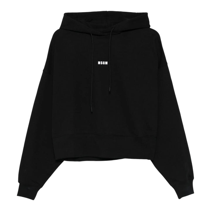 Club21 - MSGM - Logo Cropped Hoodie - SWEATSHIRTS - Black
