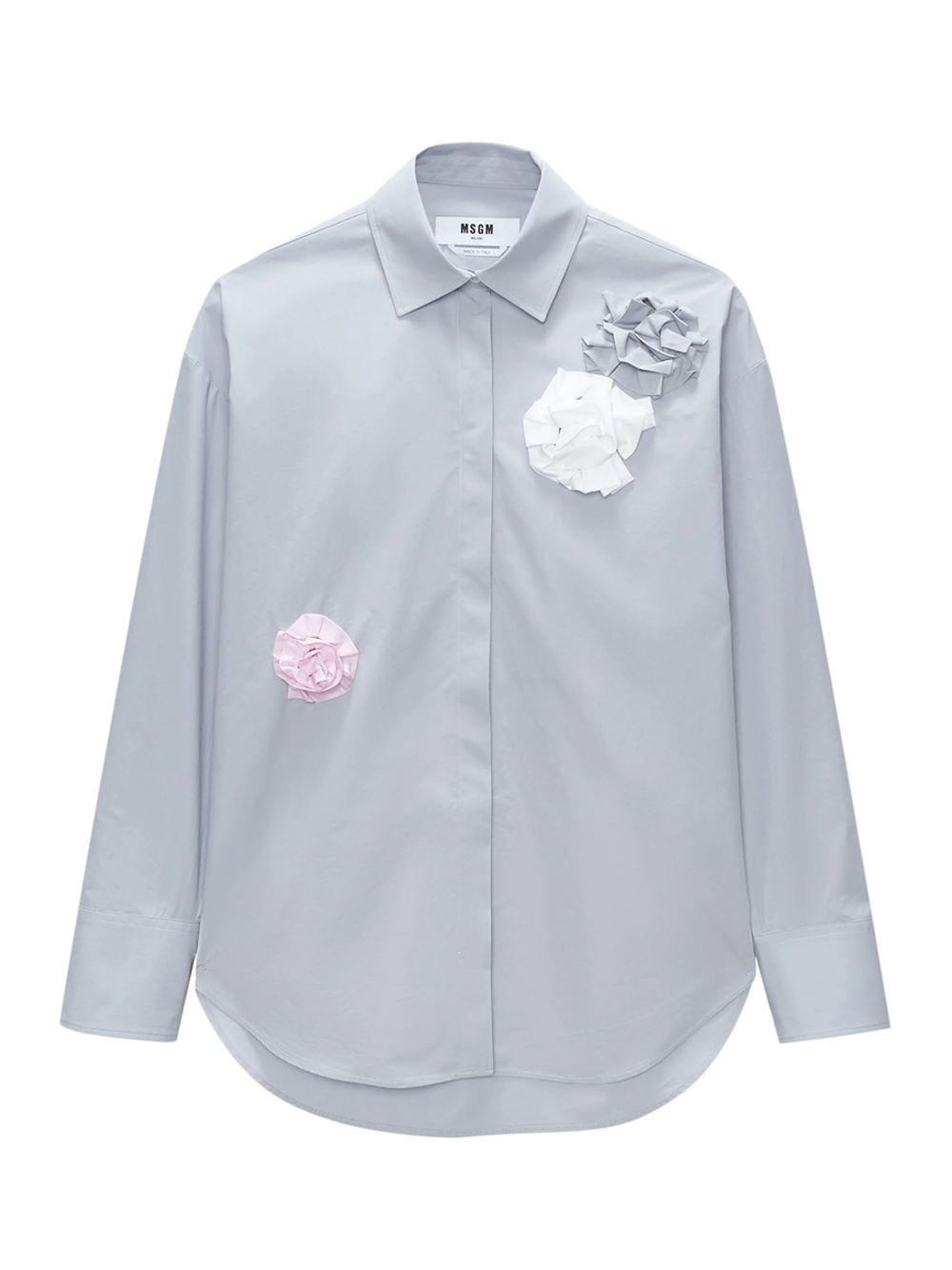 MSGM_Shirt_With_Flowers_Embellishment_Grey