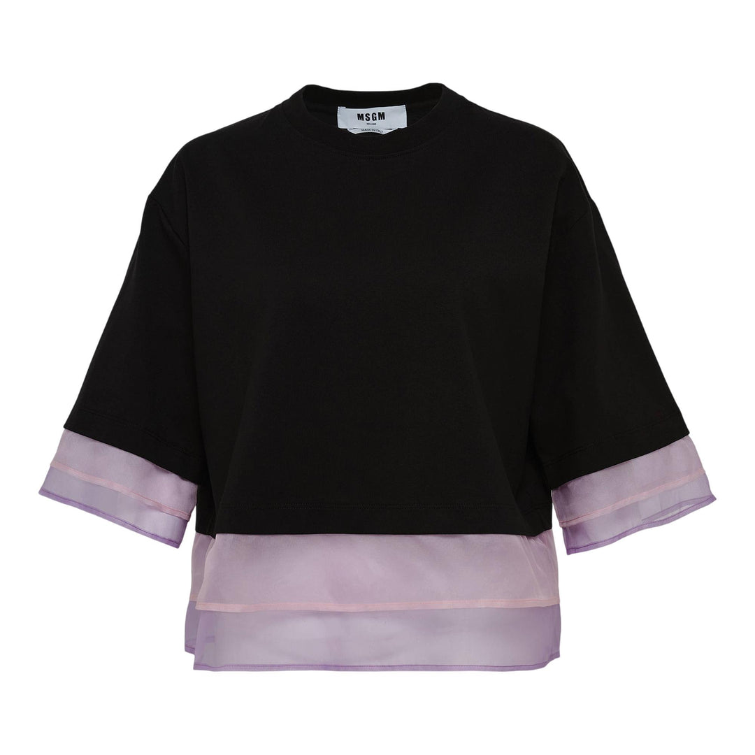 Club21 - MSGM - Two Colour Mesh Tee - TEES - Black