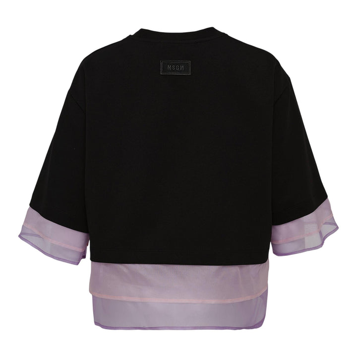 Club21 - MSGM - Two Colour Mesh Tee - TEES - Black