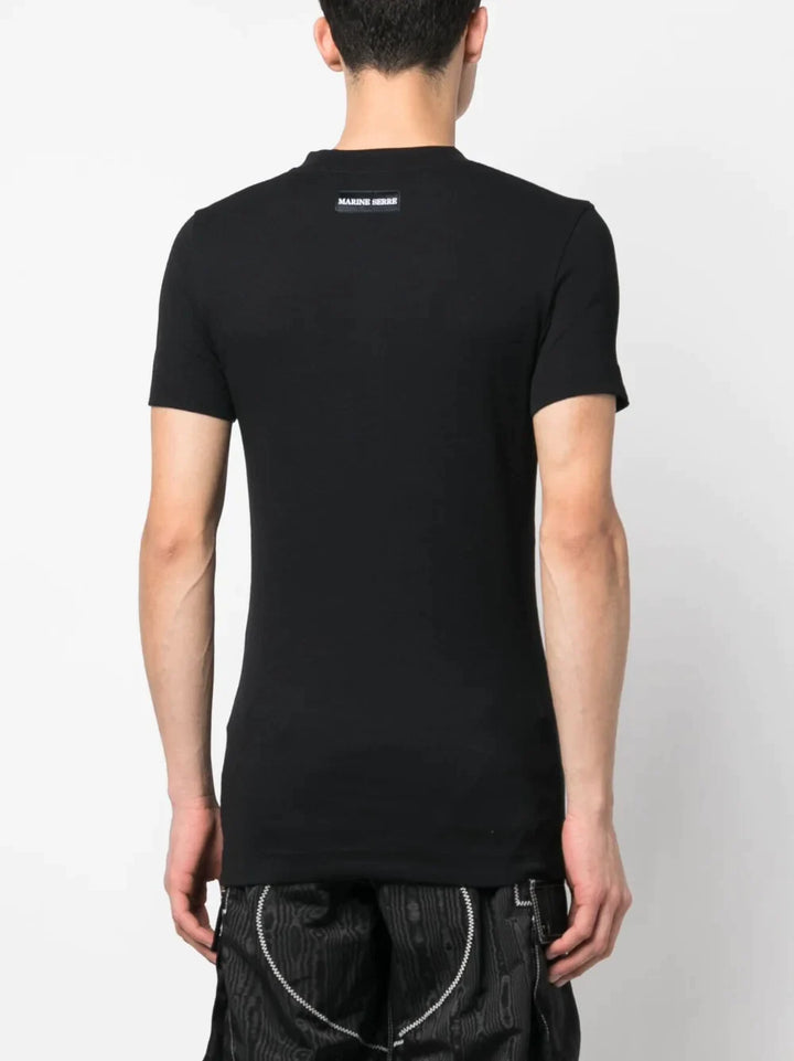 Marine Serre Organic Cotton Button Up Tee Black 2