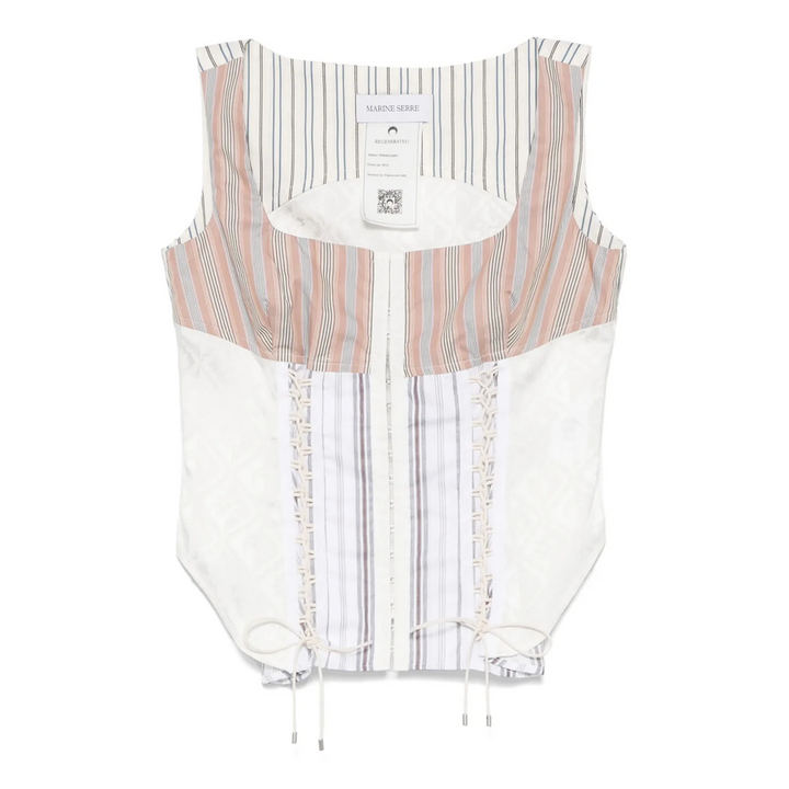 Regenerated Striped Poplin Bustier Top