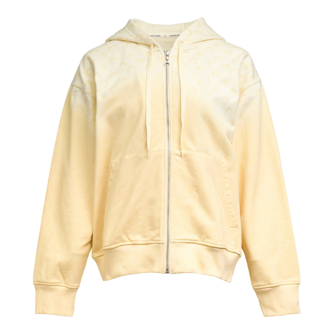 Club21 - Marine Serre - Faded Moon Fleece Zipped Hoodie - SWEATSHIRTS - Yellow