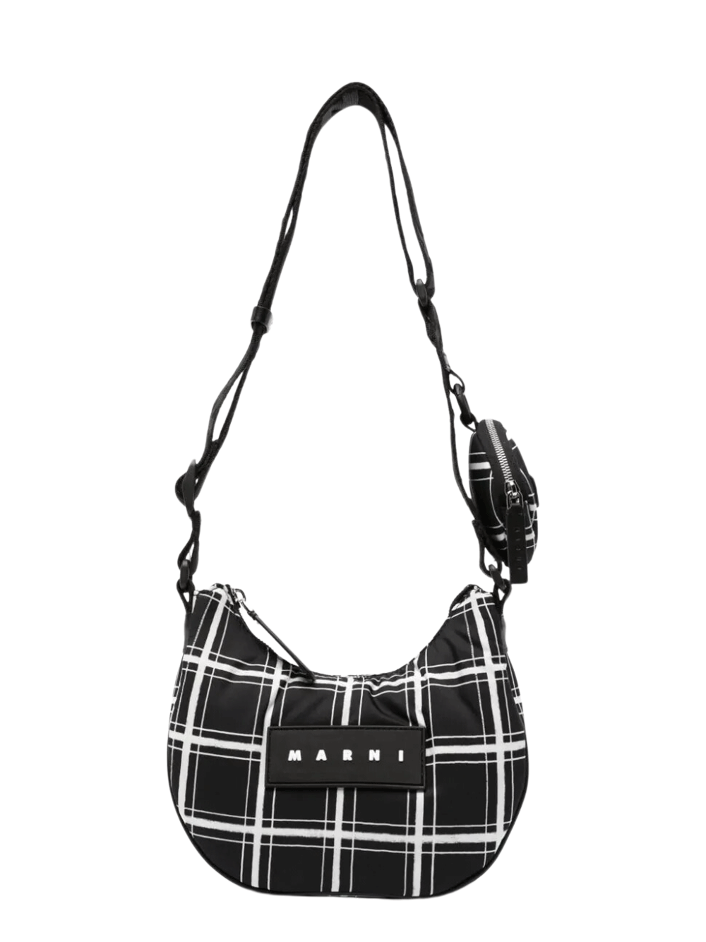 Marni-Checked-Print-Shoulder-Bag-Black-1