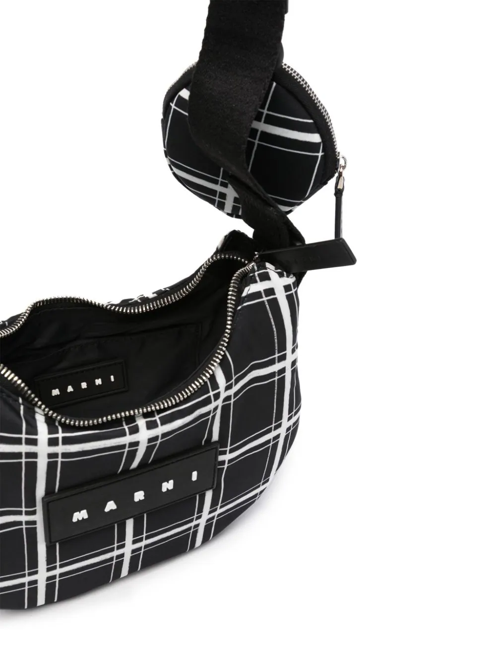 Marni-Checked-Print-Shoulder-Bag-Black-5