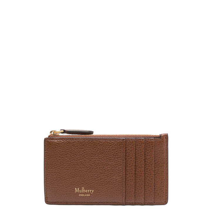 Continental Zipped Long Card Holder Oak Two-Tone Small Classic Grain