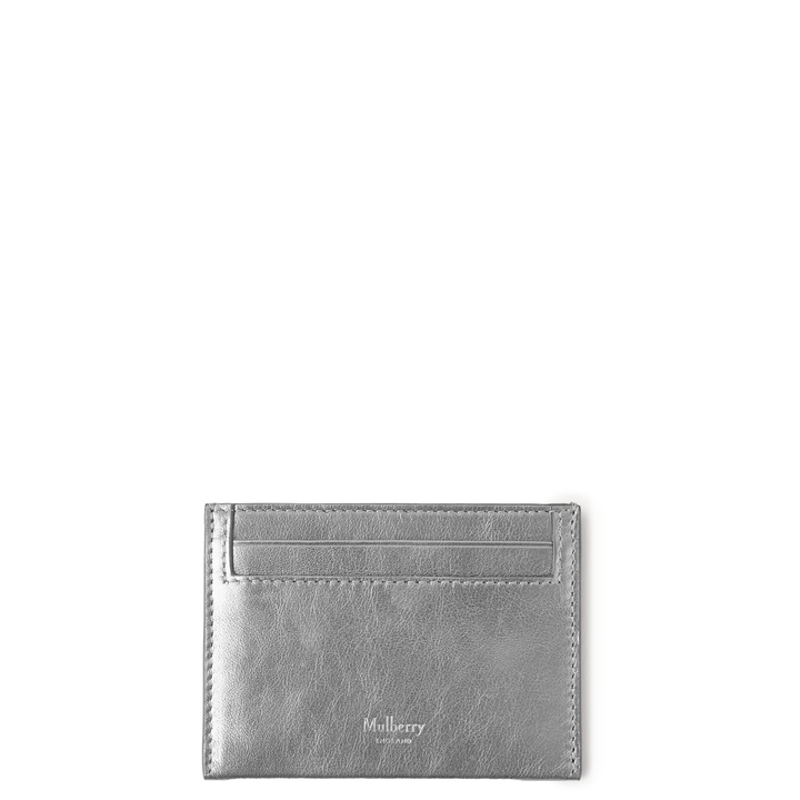 Credit Card Slip Pewter Metallic Calf Nappa