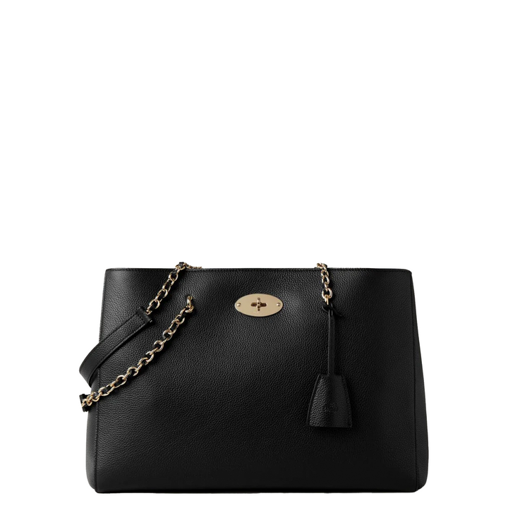 Lily Chain Tote Black Small Classic Grain