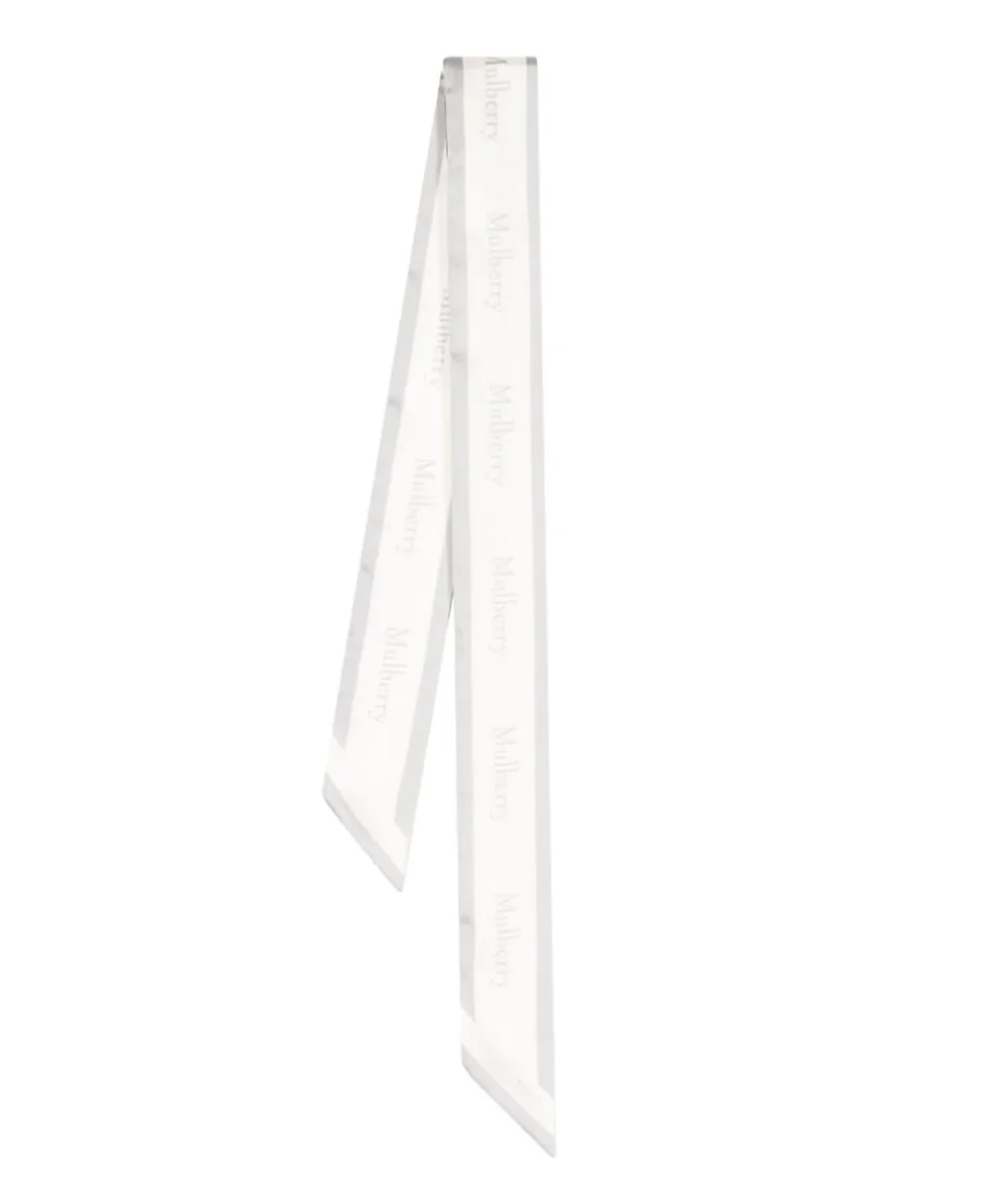 Logo Border Skinny Scarf (Pale Grey & White)