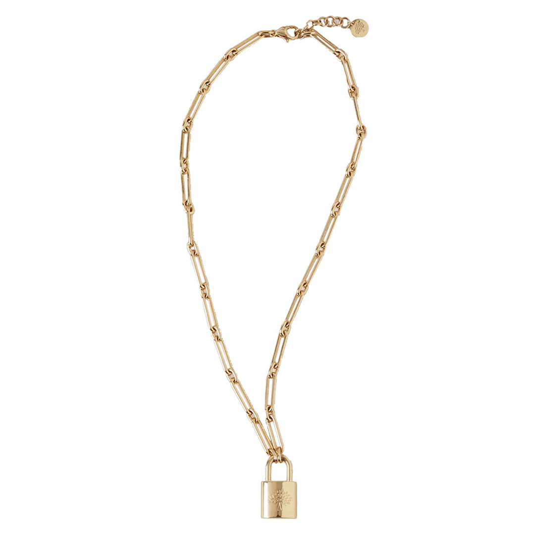 Padlock Necklace Gold Plated Brass (Gold)