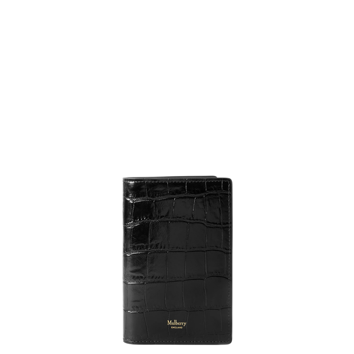 Passport Cover Black Shiny Small Croc
