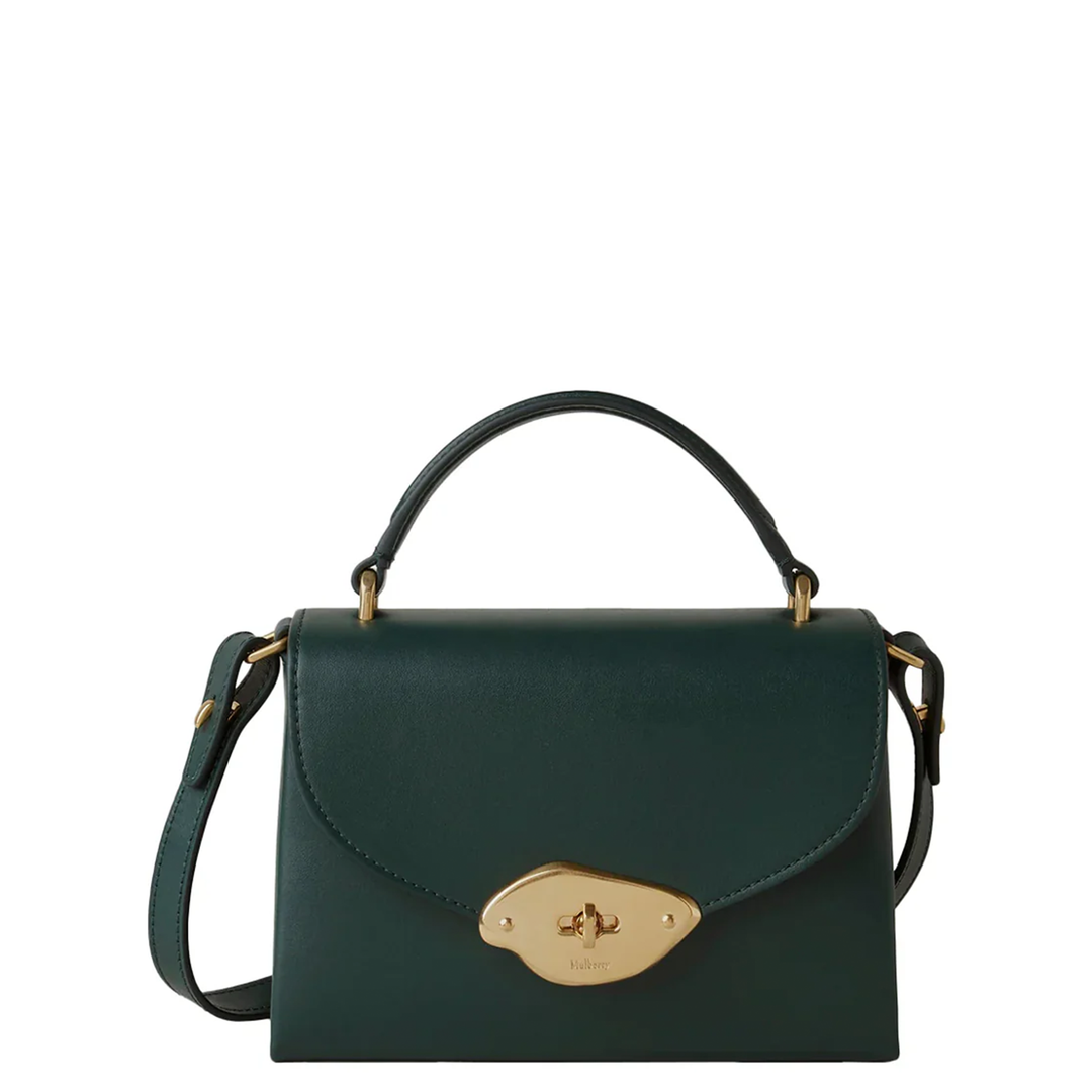 Small Lana Top Handle Mulberry Green High Gloss Leather