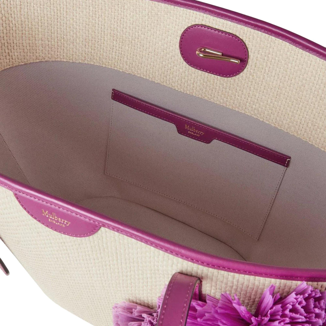Club21 - Mulberry - Basket Tote Orchid Bloom Raffia & Pom Poms - MEDIUM TOTES - Orchid Bloom
