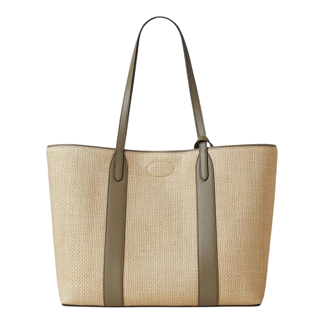 Club21 - Mulberry - Bayswater Tote Linen Green & Natural Raffia & Leather - MEDIUM TOTES - Linen Green-Natural