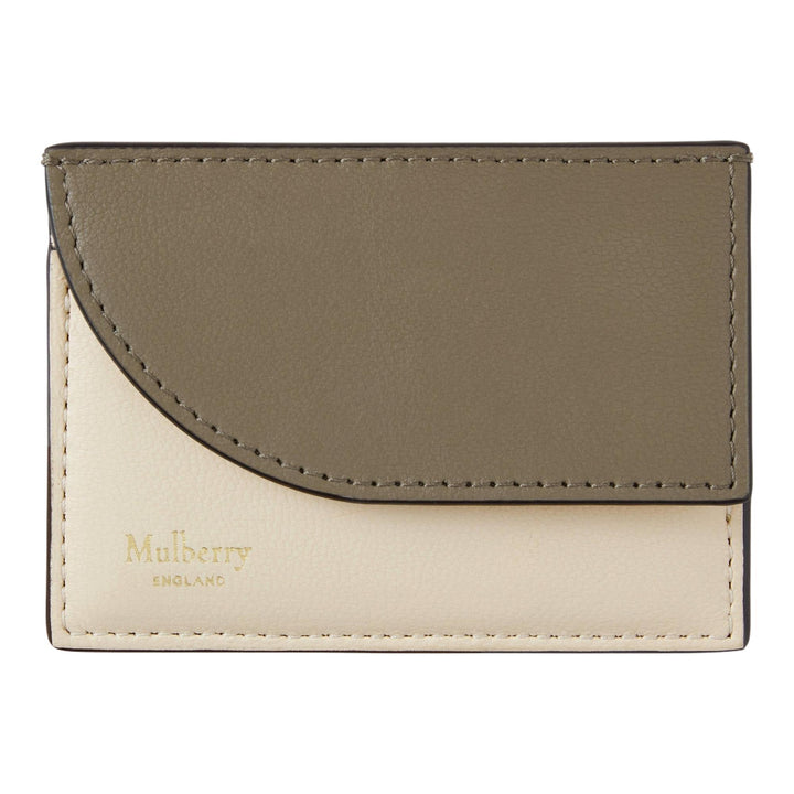 Club21 - Mulberry - Compact Cardholder Eggshell & Linen Green Micro Classic Grain - MULTI-CARD WALLETS - Eggshell-Linen Green