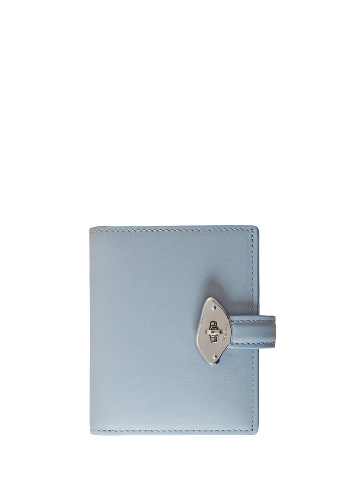 Lana Compact Wallet Poplin Blue High Gloss Leather