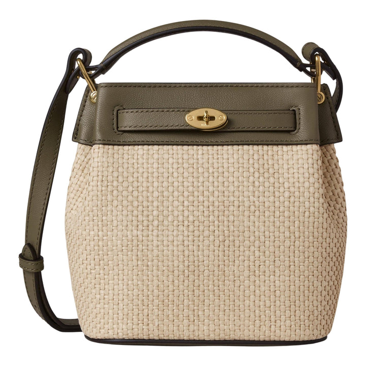 Club21 - Mulberry - Mini Islington Bucket Linen Green & Natural Raffia & Leather - MINI CROSS BODY - Linen Green