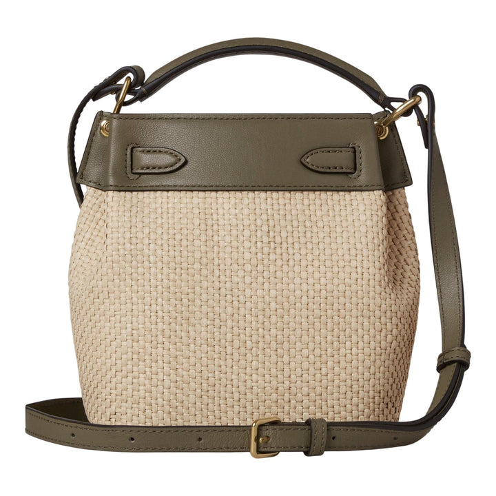 Club21 - Mulberry - Mini Islington Bucket Linen Green & Natural Raffia & Leather - MINI CROSS BODY - Linen Green