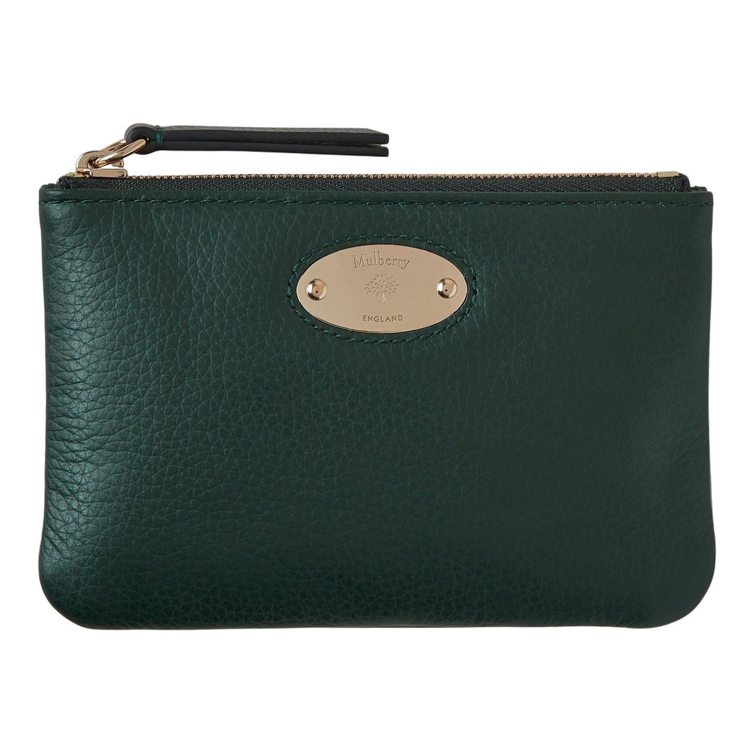 Club21 - Mulberry - Mulberry Plaque Small Zip Coin Pouch Mulberry Green Small Classic Grain - COIN POUCHES - Mulberry Green