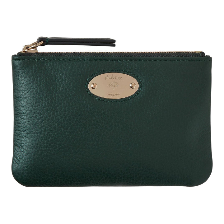 Club21 - Mulberry - Mulberry Plaque Small Zip Coin Pouch Mulberry Green Small Classic Grain - COIN POUCHES - Mulberry Green