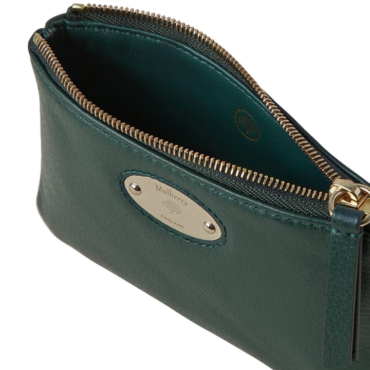Club21 - Mulberry - Mulberry Plaque Small Zip Coin Pouch Mulberry Green Small Classic Grain - COIN POUCHES - Mulberry Green
