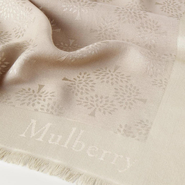 Club21 - Mulberry - Mulberry Tree Square Cashmere Taupe Cotton Silk Blend - SCARVES - Green