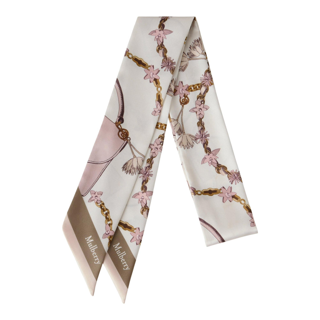 Club21 - Mulberry - Skinny Scarf Lana Bag & Chains Eggshell & Blossom Pink Recycled Polyester - SCARVES - Eggshell-Blossom Pink