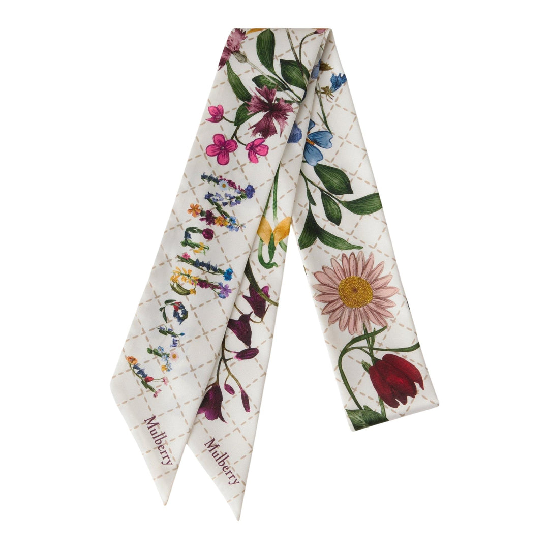 Club21 - Mulberry - Skinny Scarf Wild Floral Eggshell Recycled Polyester - SCARVES - Eggshell
