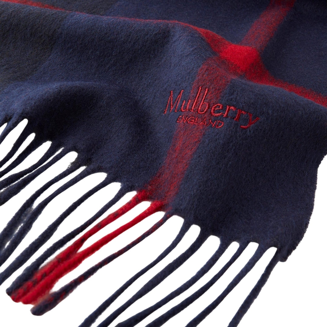 Club21 - Mulberry - Small Check Merino Wool Scarf Night Sky & Lancaster Red Merino Wool - SCARVES - Nightsky-Lancasterre